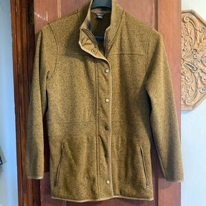 Eddie Bauer yellowish Tan Utility Jacket with Stand-Up Collar